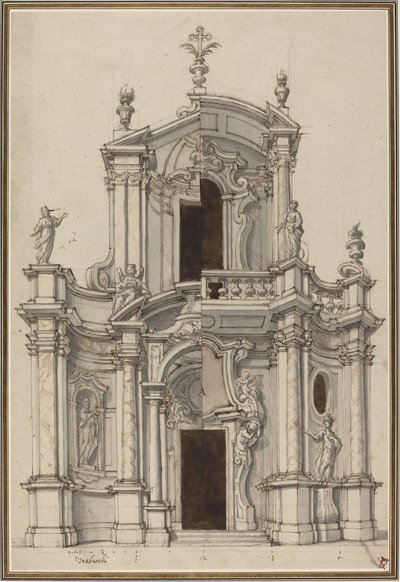 Elevazione per una facciata di chiesa, con alternative da Piedmontese 18th Century