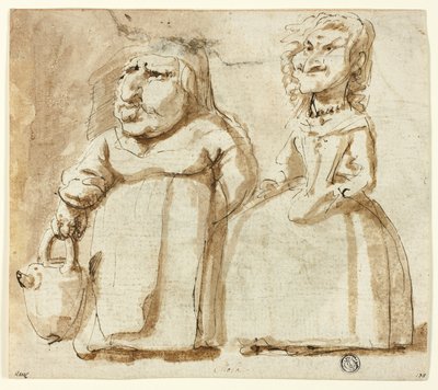 Caricature di due donne (recto); Giuda in preghiera (verso) da Pier Francesco Mola