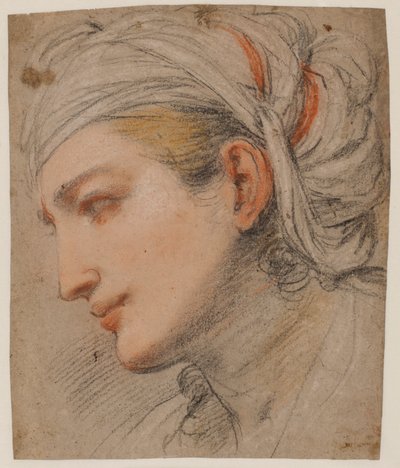 Danese: testa di giovane donna con foulard, profilo a sinistra da Pier Francesco Mola