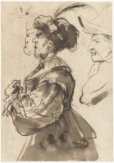 Caricatura di una vecchia donna agghindata da Pier Francesco Mola
