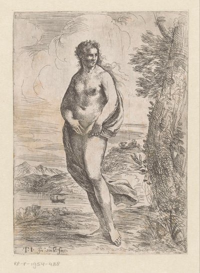 Donna nuda in piedi nel paesaggio da Pier Francesco Mola