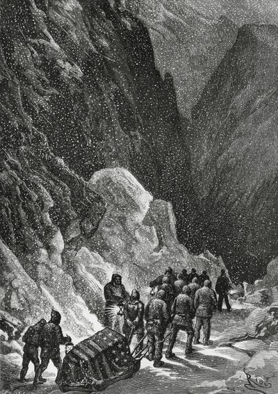 Sepoltura del Capitano Charles Francis Hall, esploratore americano, Groenlandia, novembre 1871, spedizione Polaris da Blaise Nicolas Le Sueur