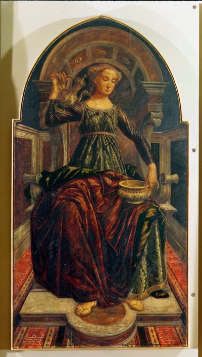 Temperanza, da una serie di pannelli che raffigurano le Virtù progettati per la Sala del Consiglio della Gilda dei Mercanti, 1469 da Piero del Pollaiolo