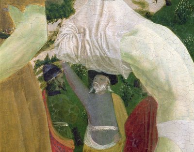 Battesimo di Cristo, dettaglio della sezione destra che raffigura un uomo che si prepara per il battesimo da Piero della Francesca