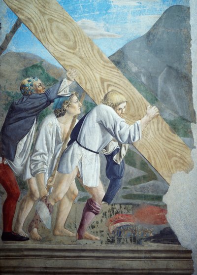 Dettaglio dalla Leggenda della Vera Croce che mostra il trasporto del Legno Sacro da Piero della Francesca