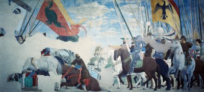 Dettaglio dalla Leggenda della Vera Croce che mostra la vittoria di Costantino da Piero della Francesca