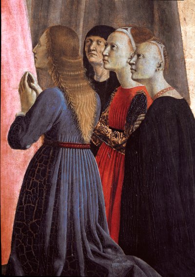 Polittico della Misericordia: Vergine della misericordia, circondata da santi - Dettaglio da Piero della Francesca