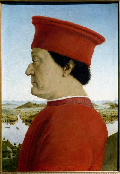 Ritratti di Federico da Montefeltro, Duca di Urbino e Battista Sforza (dettaglio) da Piero della Francesca
