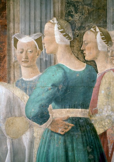 La leggenda della Vera Croce (dettaglio di tre attendenti femminili) da Piero della Francesca