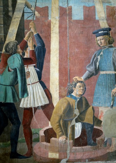 La leggenda della Vera Croce (dettaglio di Giuda estratto dal pozzo) da Piero della Francesca