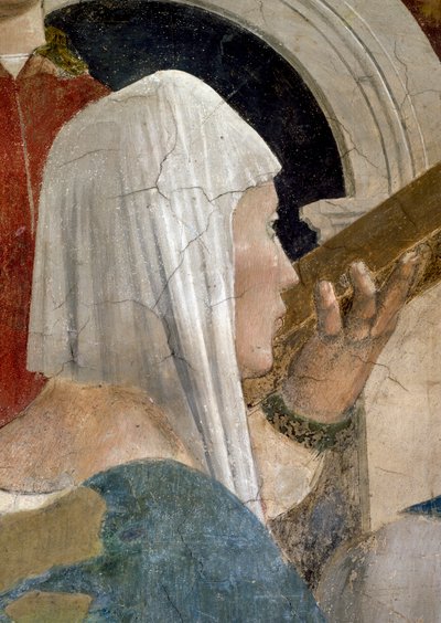 La leggenda della Vera Croce (dettaglio della Regina di Saba che bacia la Croce) da Piero della Francesca