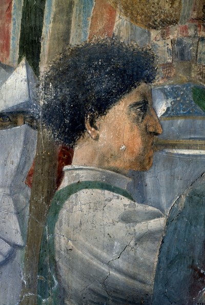 La leggenda della Vera Croce (dettaglio di un soldato che suona la tromba) da Piero della Francesca