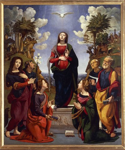 Immacolata concezione circondata da santi da Piero di Cosimo