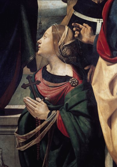 Santa Margherita di Antiochia, dettaglio di Immacolata Concezione circondata da 6 Santi da Piero di Cosimo