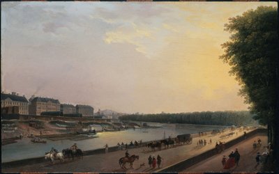 La Senna alla Grenouillère, vista dalla terrazza sul lungofiume alle Tuileries, circa 1777 da Pierre Antoine Demachy