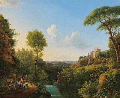 Paesaggio italiano con viaggiatori presso un pozzo da Pierre Athanase Chauvin