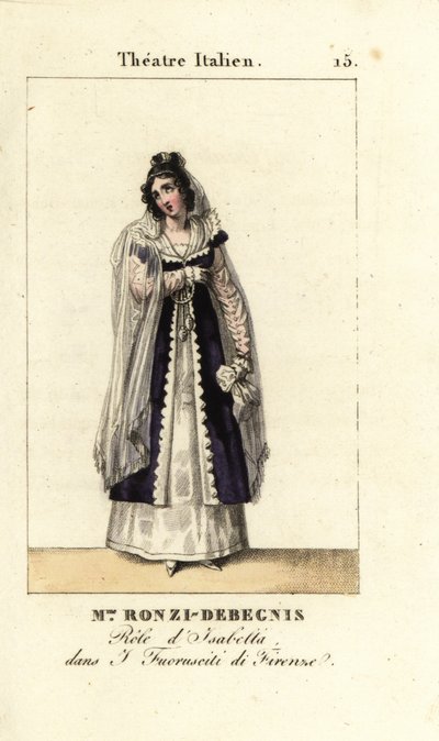 Mme. Ronzi-Debegnis in I Fuorusciti di Firenze, Teatro Italiano (incisione) da Pierre Charles Baquoy