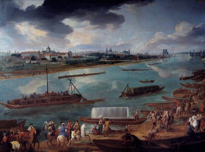 Veduta di Parigi, presa dal Quai de la Rapee nel 1716 (dettaglio delle barche sulla Senna) da Pierre Denis Martin