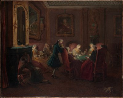 Giocatori di carte in un salotto da Pierre Louis the Younger Dumesnil