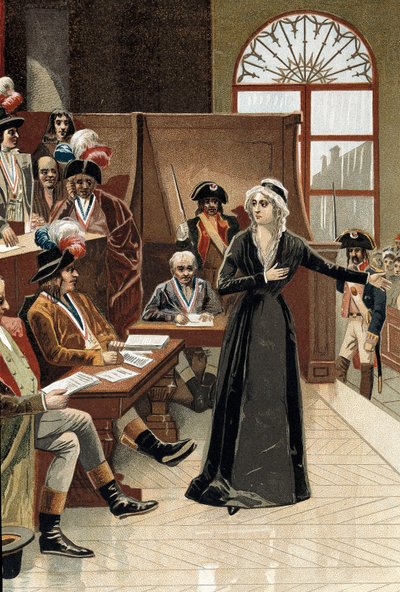 Rivoluzione francese: la regina di Francia Maria Antonietta davanti al giudice durante il suo processo il 14 ottobre 1793 da Pierre (after) Bouillon