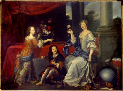 Ritratto di Louise Francoise de la Baume le Blanc, Duchessa de la Valliere (Madame de La Valliere) (1644-1710), favorita di Luigi XIV e i suoi figli Mademoiselle de Blois e il Conte di Vermandois da Pierre (after) Mignard