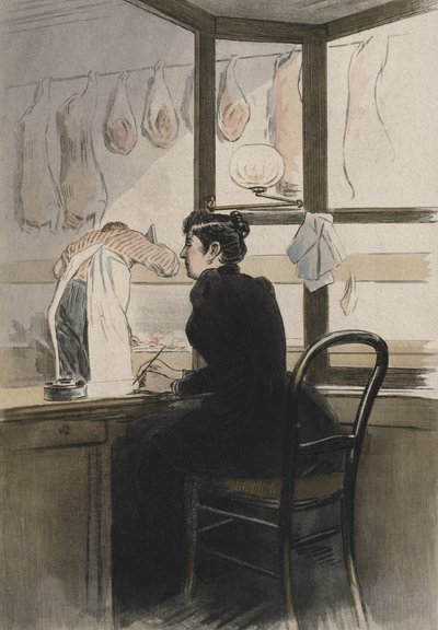 Il cassiere dal macellaio, illustrazione da 