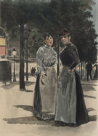 Due donne comuni sul boulevard, illustrazione da 