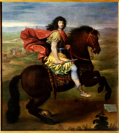 Ritratto equestre di Luigi XIV (a 37 anni) da Pierre (studio of) Mignard