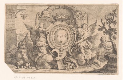 Rappresentazione allegorica con lo stemma della corona francese da Pierre Alexandre Aveline