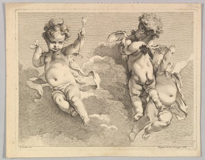 Tre amori, uno dei quali tiene una freccia, da Premier da Pierre Alexandre Aveline
