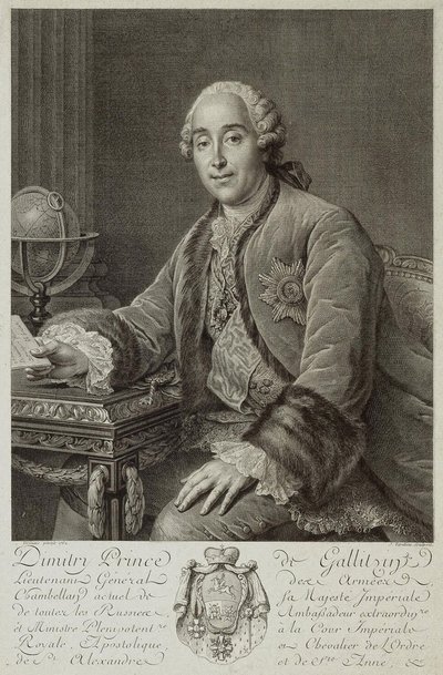 Ritratto del principe Dmitriy Mikhailovich Golitsyn 1721-1793, 1762 da Pierre Alexandre Tardieu