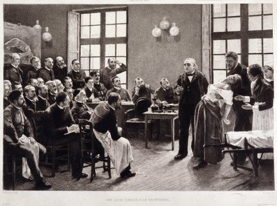 Una lezione clinica del Dr. Charcot alla Salpêtrière nel 1887 da Pierre Andre (after) Brouillet