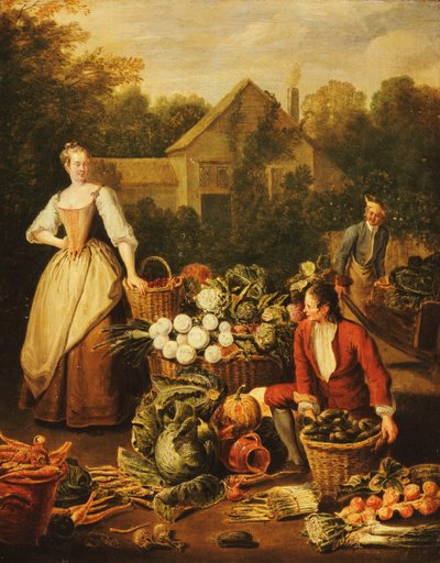 Una domestica che compra verdure da Pierre Angelis or Angillis