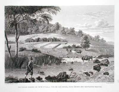 Nuovo Galles del Sud, Nuova Olanda: Vista del fiume Cox a ovest delle Blue Mountains, da 