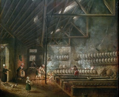 Interno di una bottega di ceramica (o soffiatore di vetro) (dettaglio) da Pierre Antoine Demachy