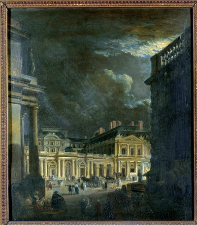 La Place du Palais Royal a Parigi al chiaro di luna da Pierre Antoine Demachy