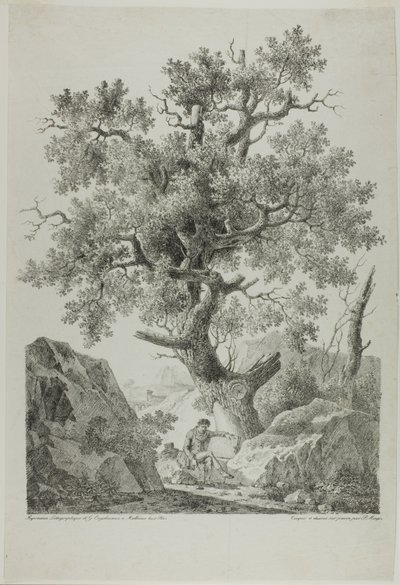 Artista in un paesaggio roccioso da Pierre Antoine Mongin