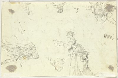 Foglio di schizzi: Uomini e donne da Pierre Antoine Mongin