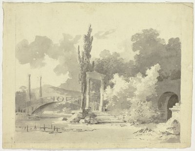 Veduta del parco di Versailles: Ponte ad arco con colonne di avvicinamento da Pierre Antoine Mongin