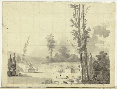 Veduta del parco di Versailles: Scala e due pioppi da Pierre Antoine Mongin