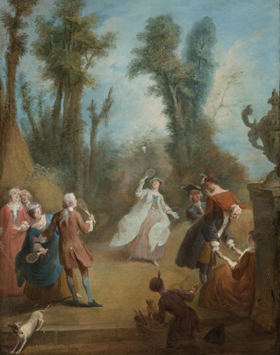 Figure eleganti che giocano a volano in un parco, ca 1730 da Pierre Antoine Quillard