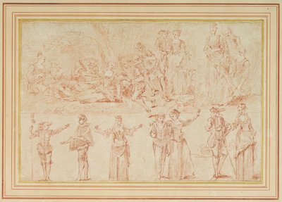 Due feste galanti e studi di figure singole e coppie da Pierre Antoine Quillard