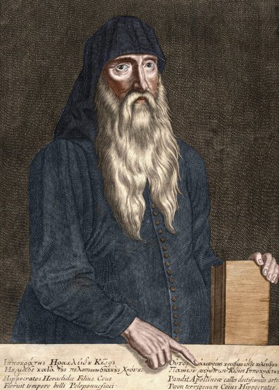 Ippocrate di Kos - Ippocrate (in greco Hippokrates) medicina greca (460 a 380 a.C.). incisione di Pierre Aubry (1610 - 1686). da Pierre Aubry