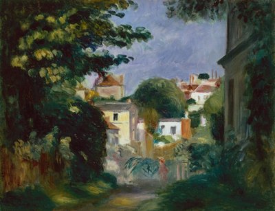 Una casa e una persona tra gli alberi da Pierre Auguste Renoir