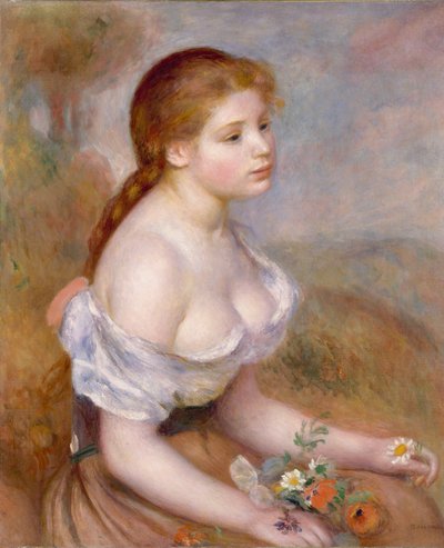 Una giovane ragazza con margherite da Pierre Auguste Renoir