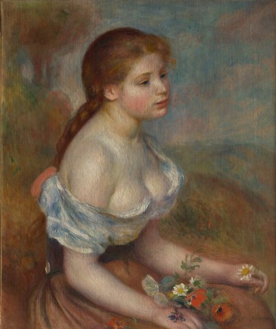 Una giovane ragazza con margherite, 1889 da Pierre Auguste Renoir