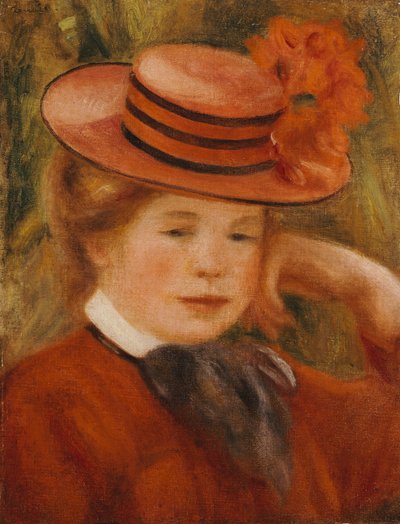 Una giovane ragazza con un cappello rosso, 1899 da Pierre Auguste Renoir