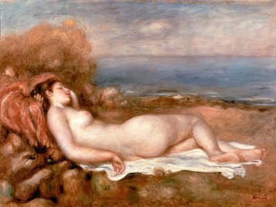 Bagnante sdraiata al bordo del mare da Pierre Auguste Renoir
