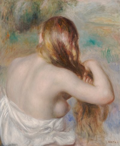 Bionda che si intreccia i capelli da Pierre Auguste Renoir