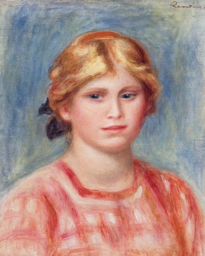 Busto di donna con camicetta rosa da Pierre Auguste Renoir